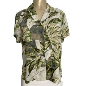 Jams World Button Shirt Top Blouse Short Sleeve W624 Kona Coast Olive Green S